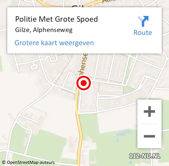 Locatie op kaart van de 112 melding: Politie Met Grote Spoed Naar Gilze, Alphenseweg op 3 mei 2024 17:40