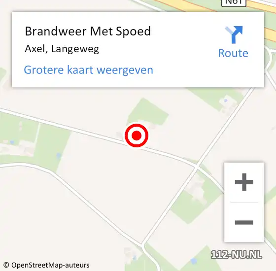 Locatie op kaart van de 112 melding: Brandweer Met Spoed Naar Axel, Langeweg op 3 mei 2024 18:13