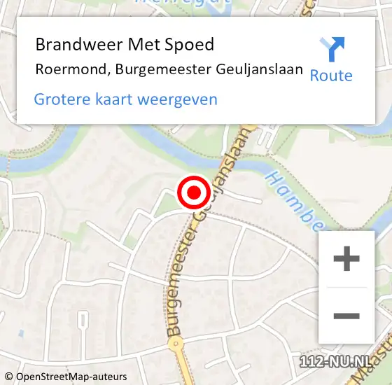 Locatie op kaart van de 112 melding: Brandweer Met Spoed Naar Roermond, Burgemeester Geuljanslaan op 3 mei 2024 18:14