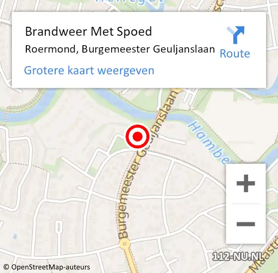 Locatie op kaart van de 112 melding: Brandweer Met Spoed Naar Roermond, Burgemeester Geuljanslaan op 3 mei 2024 18:17