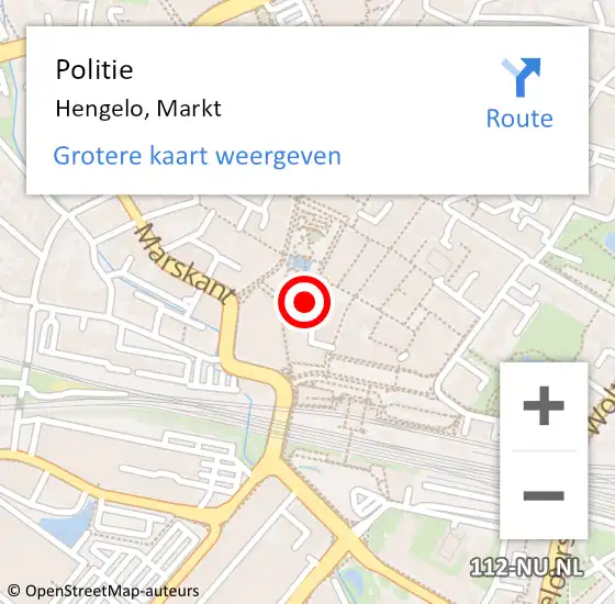 Locatie op kaart van de 112 melding: Politie Hengelo, Markt op 3 mei 2024 18:19