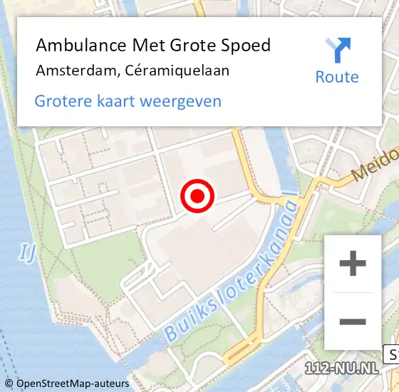 Locatie op kaart van de 112 melding: Ambulance Met Grote Spoed Naar Amsterdam, Céramiquelaan op 3 mei 2024 18:20