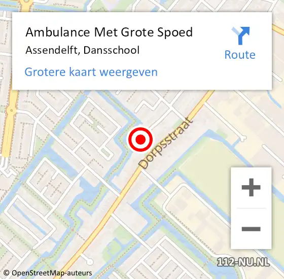 Locatie op kaart van de 112 melding: Ambulance Met Grote Spoed Naar Assendelft, Dansschool op 3 mei 2024 18:32