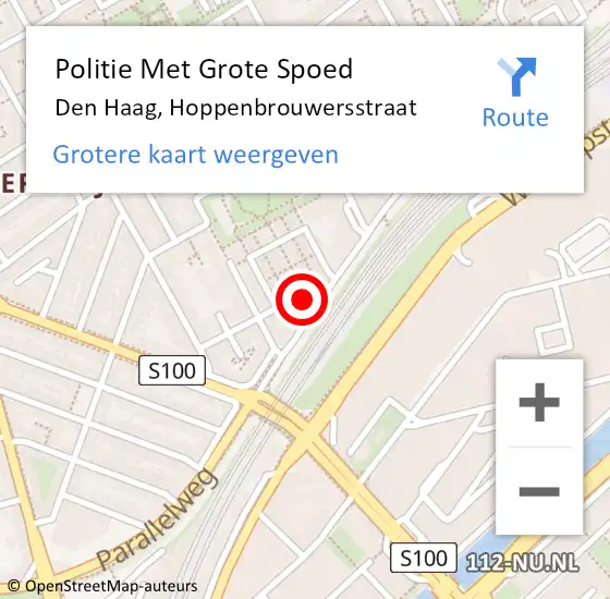 Locatie op kaart van de 112 melding: Politie Met Grote Spoed Naar Den Haag, Hoppenbrouwersstraat op 3 mei 2024 18:32