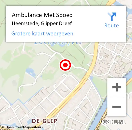 Locatie op kaart van de 112 melding: Ambulance Met Spoed Naar Heemstede, Glipper Dreef op 3 mei 2024 18:44