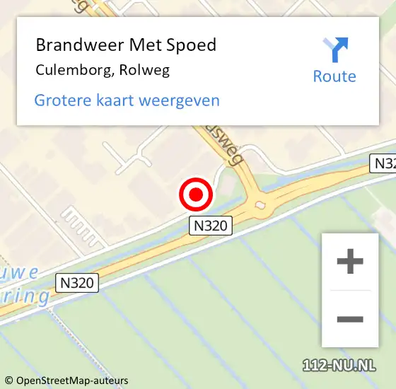 Locatie op kaart van de 112 melding: Brandweer Met Spoed Naar Culemborg, Rolweg op 3 mei 2024 18:45