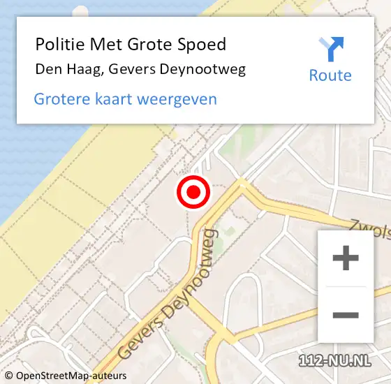 Locatie op kaart van de 112 melding: Politie Met Grote Spoed Naar Den Haag, Gevers Deynootweg op 3 mei 2024 18:53