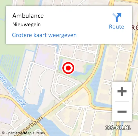Locatie op kaart van de 112 melding: Ambulance Nieuwegein op 3 mei 2024 19:41