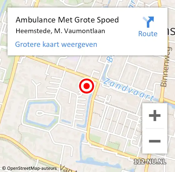 Locatie op kaart van de 112 melding: Ambulance Met Grote Spoed Naar Heemstede, M. Vaumontlaan op 3 mei 2024 20:02