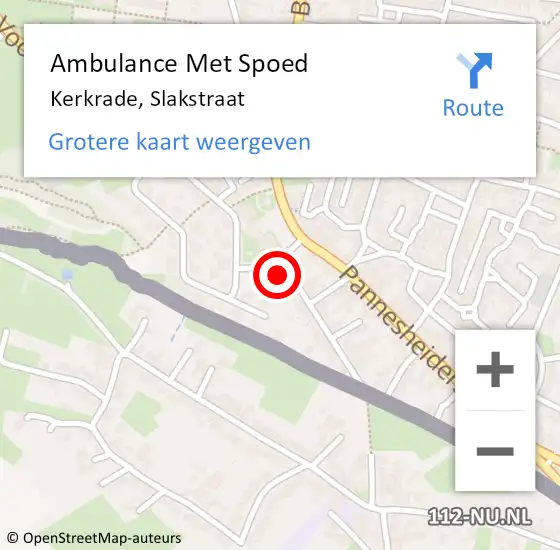 Locatie op kaart van de 112 melding: Ambulance Met Spoed Naar Kerkrade, Slakstraat op 4 oktober 2014 15:53