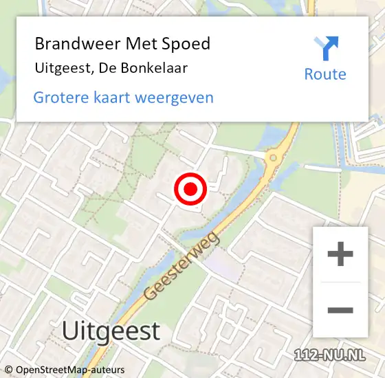 Locatie op kaart van de 112 melding: Brandweer Met Spoed Naar Uitgeest, De Bonkelaar op 3 mei 2024 20:09