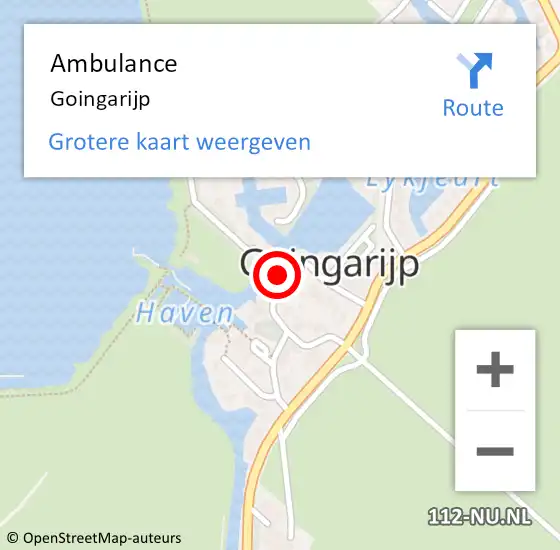 Locatie op kaart van de 112 melding: Ambulance Goingarijp op 3 mei 2024 20:17