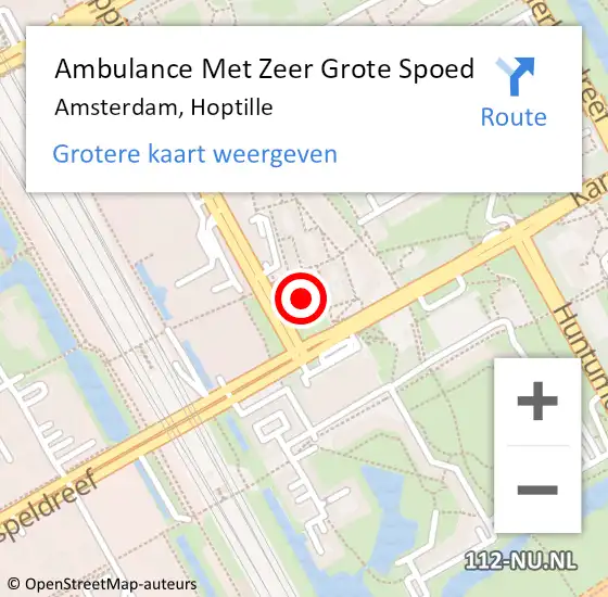 Locatie op kaart van de 112 melding: Ambulance Met Zeer Grote Spoed Naar Amsterdam, Hoptille op 3 mei 2024 20:38