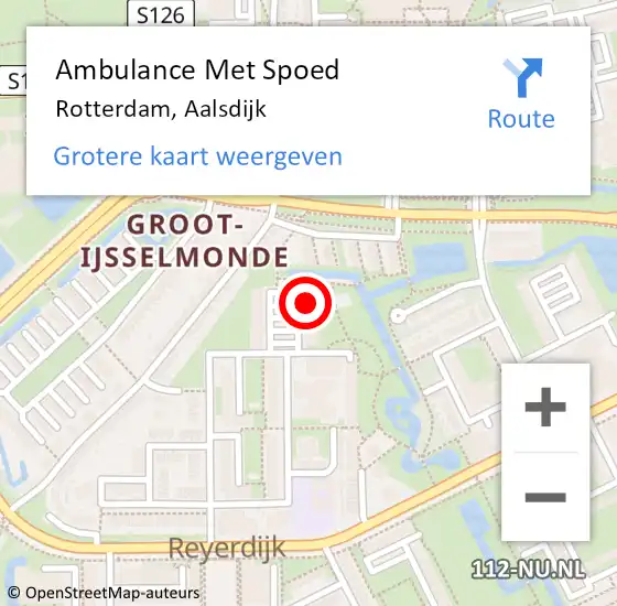 Locatie op kaart van de 112 melding: Ambulance Met Spoed Naar Rotterdam, Aalsdijk op 3 mei 2024 21:07