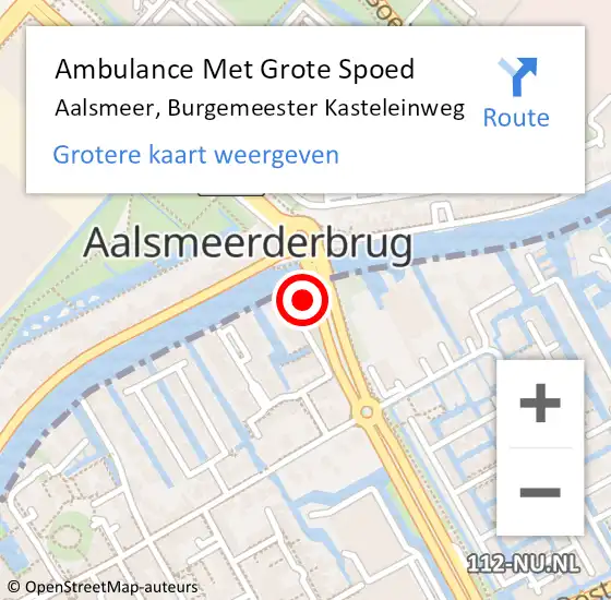 Locatie op kaart van de 112 melding: Ambulance Met Grote Spoed Naar Aalsmeer, Burgemeester Kasteleinweg op 3 mei 2024 21:10