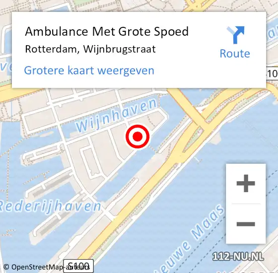 Locatie op kaart van de 112 melding: Ambulance Met Grote Spoed Naar Rotterdam, Wijnbrugstraat op 3 mei 2024 21:15