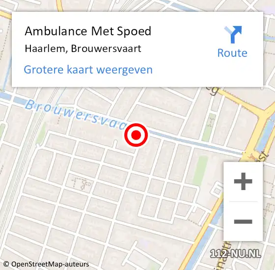 Locatie op kaart van de 112 melding: Ambulance Met Spoed Naar Haarlem, Brouwersvaart op 3 mei 2024 21:23