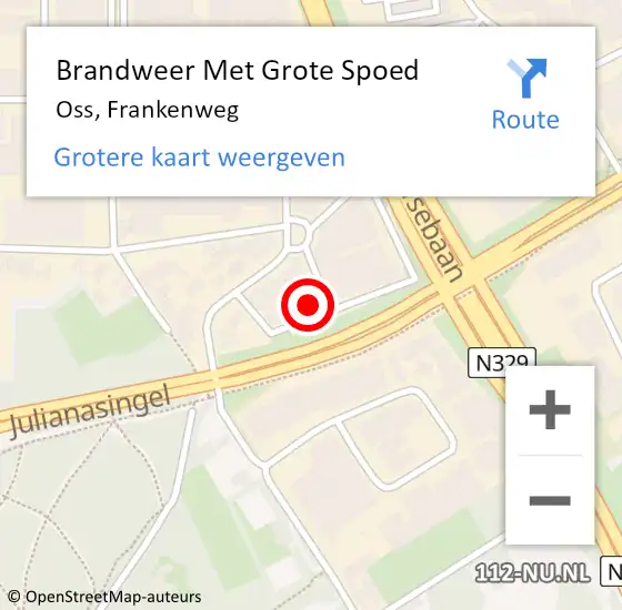 Locatie op kaart van de 112 melding: Brandweer Met Grote Spoed Naar Oss, Frankenweg op 3 mei 2024 21:27