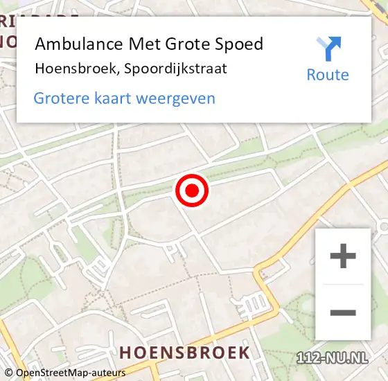 Locatie op kaart van de 112 melding: Ambulance Met Grote Spoed Naar Hoensbroek, Spoordijkstraat op 4 oktober 2014 16:03