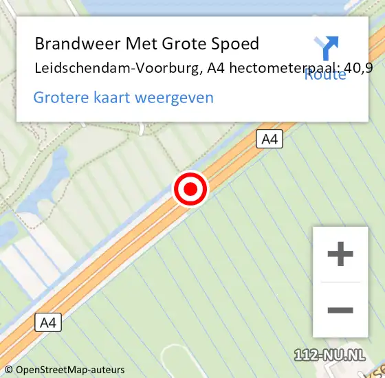 Locatie op kaart van de 112 melding: Brandweer Met Grote Spoed Naar Leidschendam-Voorburg, A4 hectometerpaal: 40,9 op 3 mei 2024 21:34