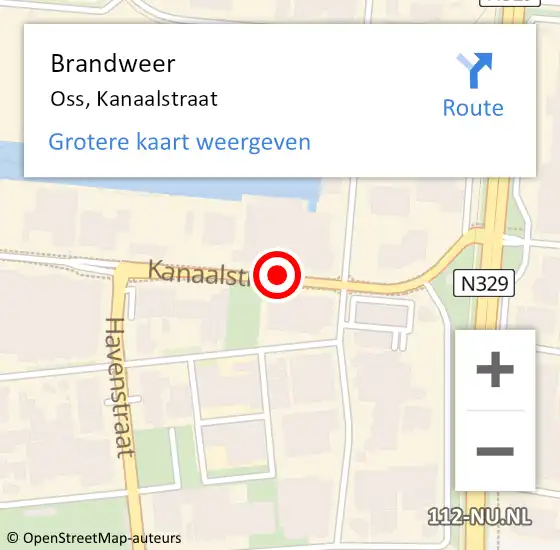 Locatie op kaart van de 112 melding: Brandweer Oss, Kanaalstraat op 3 mei 2024 21:39
