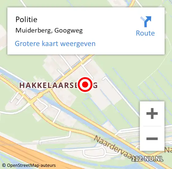 Locatie op kaart van de 112 melding: Politie Muiderberg, Googweg op 3 mei 2024 21:41