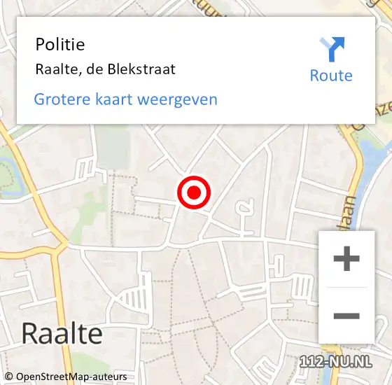 Locatie op kaart van de 112 melding: Politie Raalte, de Blekstraat op 3 mei 2024 21:46