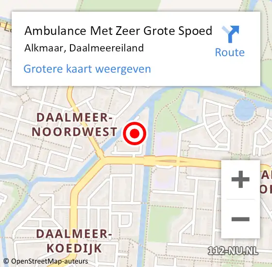 Locatie op kaart van de 112 melding: Ambulance Met Zeer Grote Spoed Naar Alkmaar, Daalmeereiland op 3 mei 2024 21:58