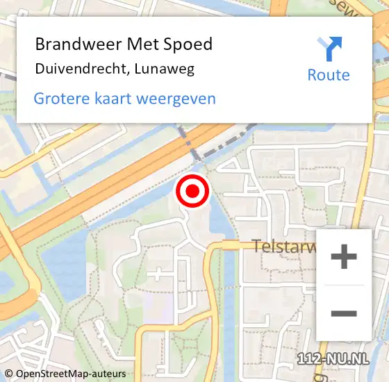 Locatie op kaart van de 112 melding: Brandweer Met Spoed Naar Duivendrecht, Lunaweg op 3 mei 2024 21:59