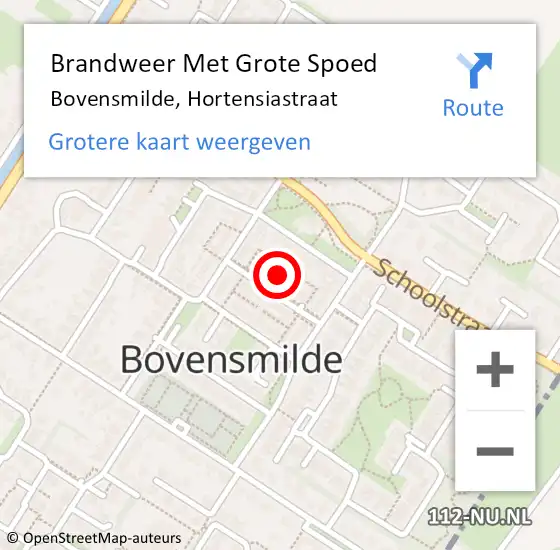 Locatie op kaart van de 112 melding: Brandweer Met Grote Spoed Naar Bovensmilde, Hortensiastraat op 3 mei 2024 22:00