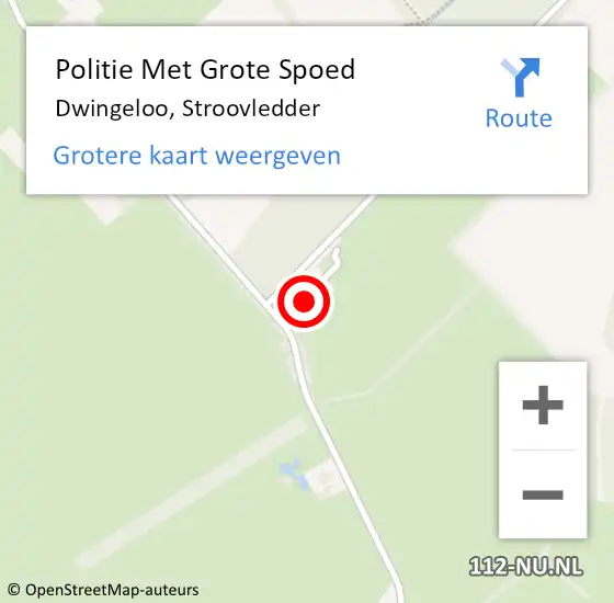 Locatie op kaart van de 112 melding: Politie Met Grote Spoed Naar Dwingeloo, Stroovledder op 3 mei 2024 22:13