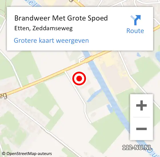 Locatie op kaart van de 112 melding: Brandweer Met Grote Spoed Naar Etten, Zeddamseweg op 4 oktober 2014 16:08