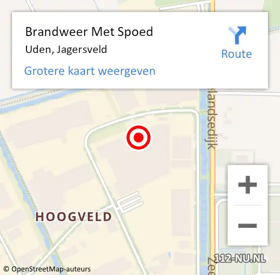 Locatie op kaart van de 112 melding: Brandweer Met Spoed Naar Uden, Jagersveld op 3 mei 2024 22:18