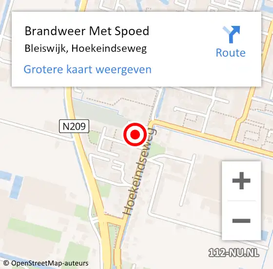 Locatie op kaart van de 112 melding: Brandweer Met Spoed Naar Bleiswijk, Hoekeindseweg op 3 mei 2024 22:19