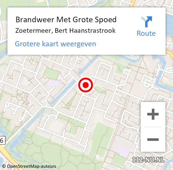 Locatie op kaart van de 112 melding: Brandweer Met Grote Spoed Naar Zoetermeer, Bert Haanstrastrook op 3 mei 2024 22:19