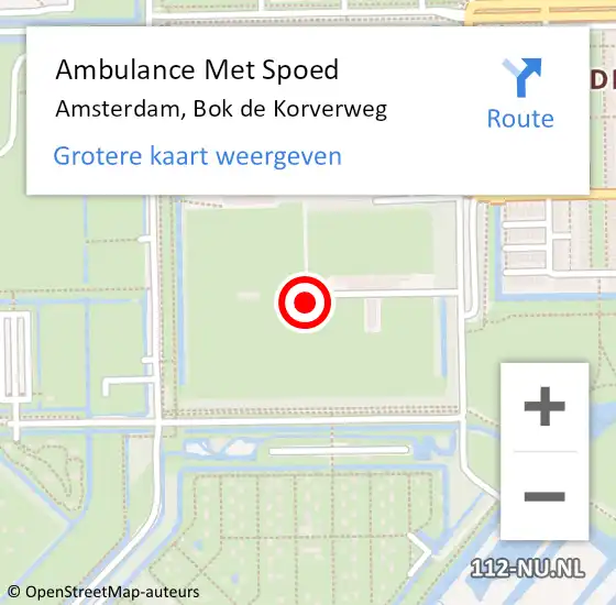 Locatie op kaart van de 112 melding: Ambulance Met Spoed Naar Amsterdam, Bok de Korverweg op 3 mei 2024 22:20