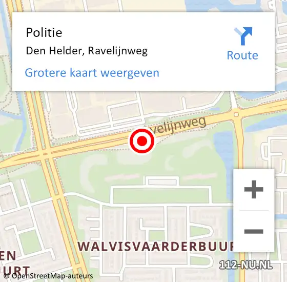 Locatie op kaart van de 112 melding: Politie Den Helder, Ravelijnweg op 3 mei 2024 22:34