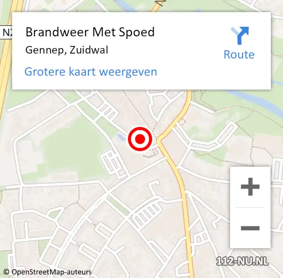 Locatie op kaart van de 112 melding: Brandweer Met Spoed Naar Gennep, Zuidwal op 3 mei 2024 22:35