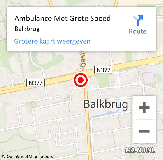 Locatie op kaart van de 112 melding: Ambulance Met Grote Spoed Naar Balkbrug op 3 mei 2024 22:37