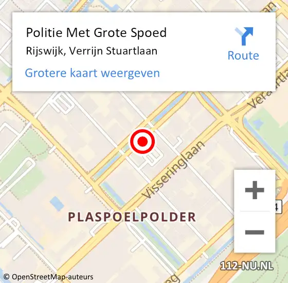 Locatie op kaart van de 112 melding: Politie Met Grote Spoed Naar Rijswijk, Verrijn Stuartlaan op 3 mei 2024 23:01