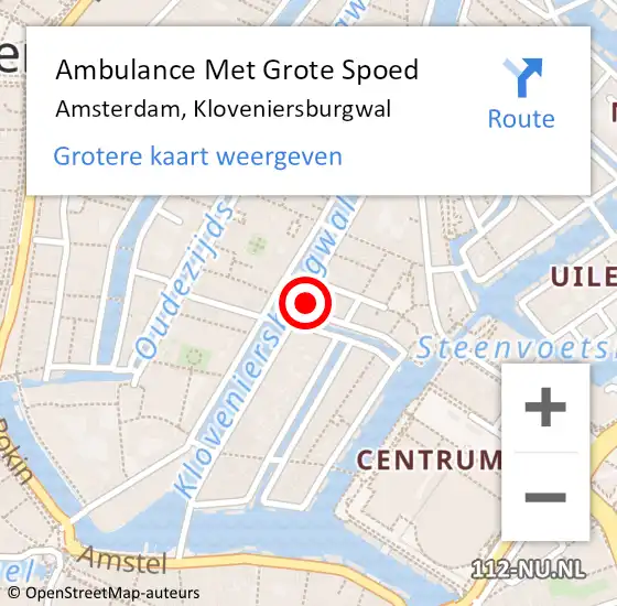 Locatie op kaart van de 112 melding: Ambulance Met Grote Spoed Naar Amsterdam, Kloveniersburgwal op 3 mei 2024 23:05