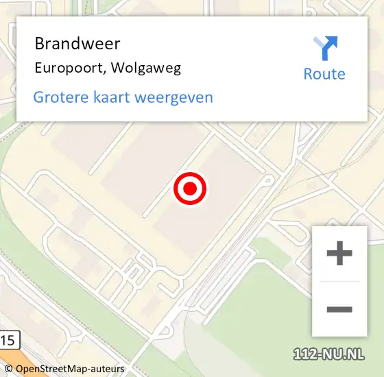 Locatie op kaart van de 112 melding: Brandweer Europoort, Wolgaweg op 3 mei 2024 23:10