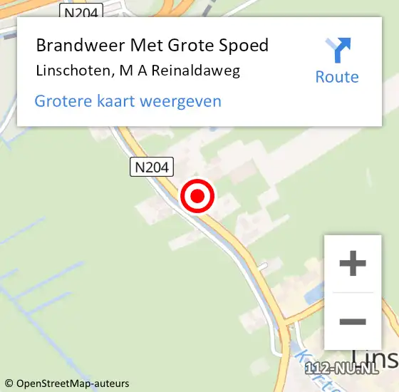 Locatie op kaart van de 112 melding: Brandweer Met Grote Spoed Naar Linschoten, M A Reinaldaweg op 3 mei 2024 23:18