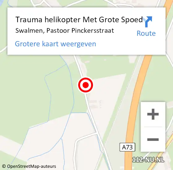 Locatie op kaart van de 112 melding: Trauma helikopter Met Grote Spoed Naar Swalmen, Pastoor Pinckersstraat op 3 mei 2024 23:22