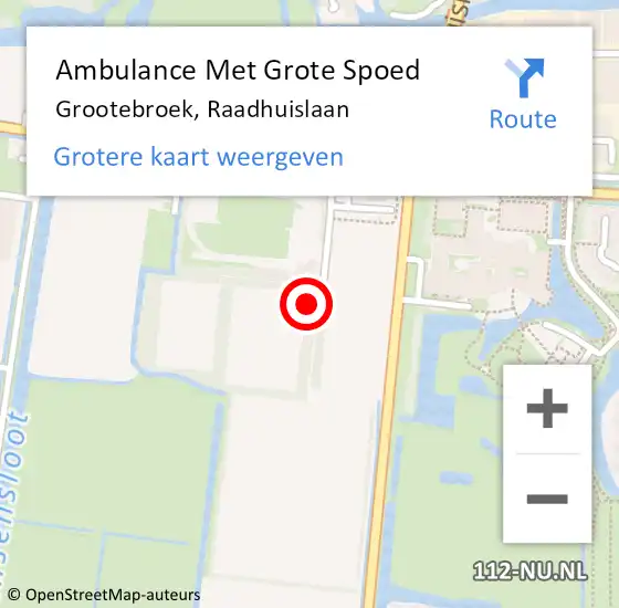 Locatie op kaart van de 112 melding: Ambulance Met Grote Spoed Naar Grootebroek, Raadhuislaan op 3 mei 2024 23:44