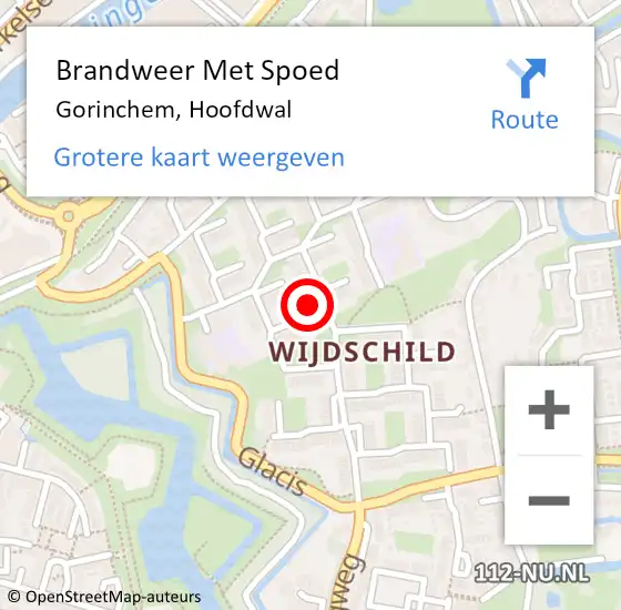 Locatie op kaart van de 112 melding: Brandweer Met Spoed Naar Gorinchem, Hoofdwal op 3 mei 2024 23:54