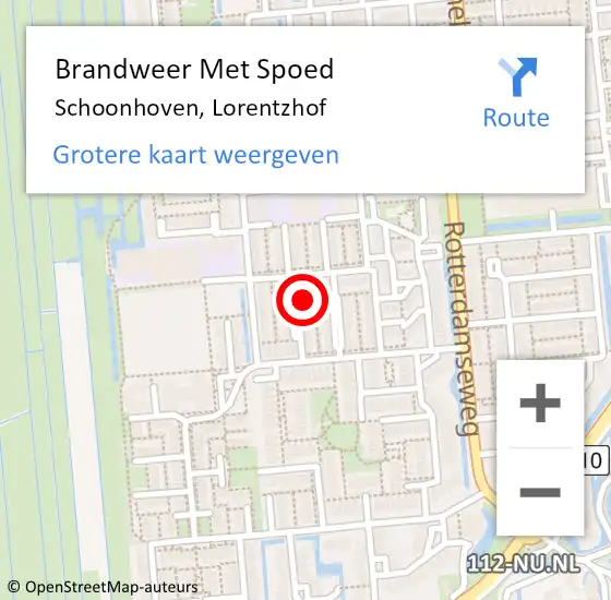 Locatie op kaart van de 112 melding: Brandweer Met Spoed Naar Schoonhoven, Lorentzhof op 3 mei 2024 23:56