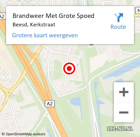 Locatie op kaart van de 112 melding: Brandweer Met Grote Spoed Naar Beesd, Kerkstraat op 3 mei 2024 23:58