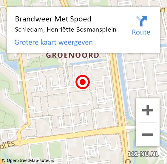 Locatie op kaart van de 112 melding: Brandweer Met Spoed Naar Schiedam, Henriëtte Bosmansplein op 4 mei 2024 00:15