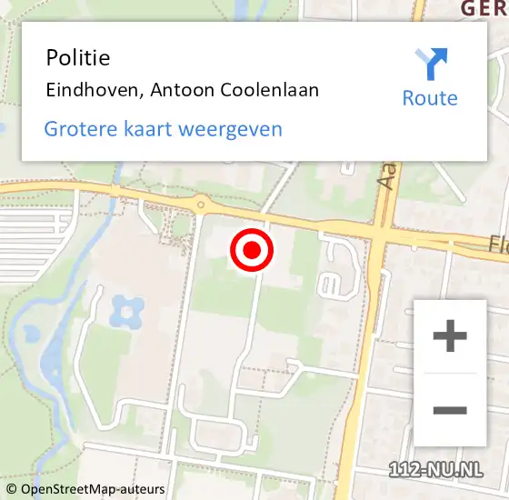 Locatie op kaart van de 112 melding: Politie Eindhoven, Antoon Coolenlaan op 4 mei 2024 00:23